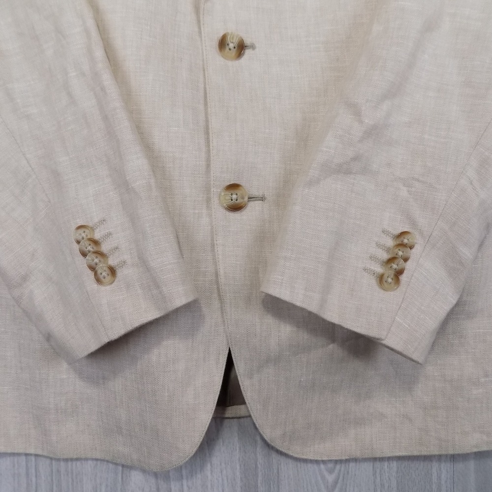 Abercrombie & Fitch Slim Fit Linen Suit Mens 44R 34x34 Beige Preppy EUC - Picture 3 of 16